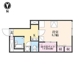 レオパレス万葉 1Kの間取図画像