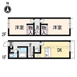レオパレスかしの木 2DKの間取図画像