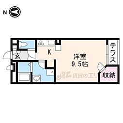 レオネクストみやこ385 1Kの間取図画像