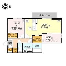 RETOLIA小綱 2LDKの間取図画像