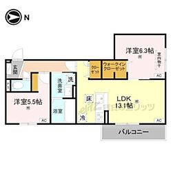 RETOLIA小綱 2LDKの間取図画像