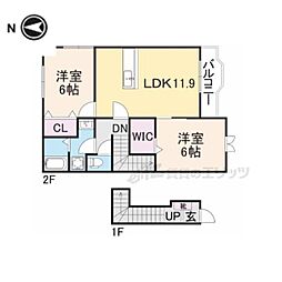 サンリット 2LDKの間取図画像