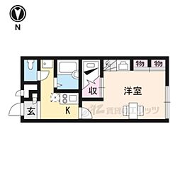 レオパレス曽我 1Kの間取図画像