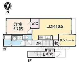 橿原市大久保町アパート 1LDKの間取図画像