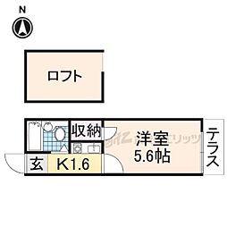 リファインコート八木 1Kの間取図画像