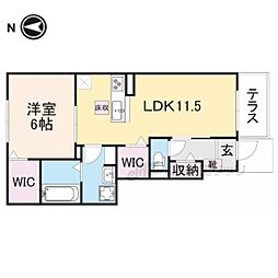 デュオヴィータフェリス 1LDKの間取図画像