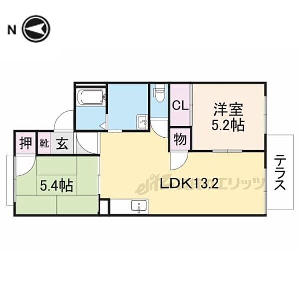 レルム・カミニートＡ 102｜奈良県橿原市大軽町(賃貸アパート2LDK・1階・53.00㎡)の写真 その2