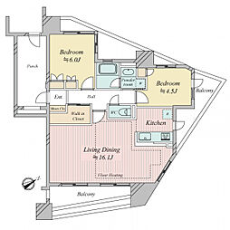 ナイスアーバン中野坂上 2LDKの間取図画像