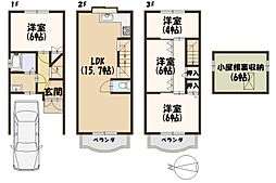 大阪市平野区西脇　中古戸建 4LDKの間取り