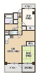 南港ガーデンハイツ21棟 2SLDKの間取図画像