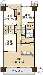 チュリス松ケ丘松原 3LDKの間取図画像