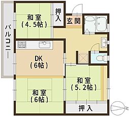 金剛団地第三住宅224号棟 3DKの間取図画像