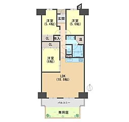ローレルハイツ東天美 3LDKの間取図画像