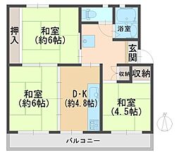 富田第二住宅78棟 2LDKの間取図画像