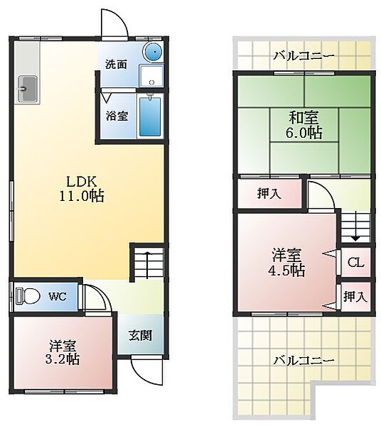 野々上2丁目貸家 ｜大阪府羽曳野市野々上2丁目(賃貸一戸建3LDK・1階・56.70㎡)の写真 その2