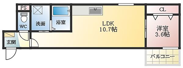 EIJU koyama ｜大阪府藤井寺市小山1丁目(賃貸アパート1LDK・3階・35.79㎡)の写真 その2