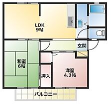 サンビレッジOKUNO　D  ｜ 大阪府柏原市玉手町（賃貸アパート2LDK・2階・45.59㎡） その2