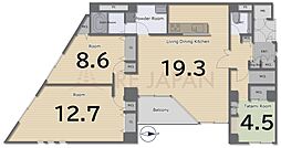 メロディ・ハイムエクセル石切 3LDKの間取図画像