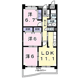 ジュンサンライト 3階3LDKの間取り