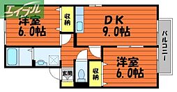 サンセール連島　Ａ棟 1階2DKの間取り