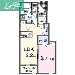 ディリジェントナイン 1LDKの間取図画像
