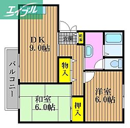 フレマリール洲崎B 2DKの間取図画像