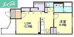 羽島サンシャインA 1LDKの間取図画像