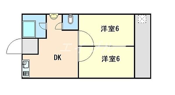 石産マンション ｜岡山県岡山市南区福吉町(賃貸マンション2DK・2階・38.00㎡)の写真 その2