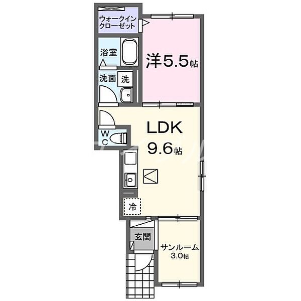 イースト　ドラゴン　I ｜岡山県倉敷市上富井(賃貸アパート1LDK・1階・40.10㎡)の写真 その2