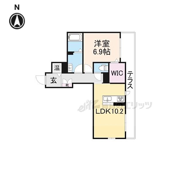 奈良県生駒市西松ケ丘(賃貸マンション1LDK・1階・48.02㎡)の写真 その2
