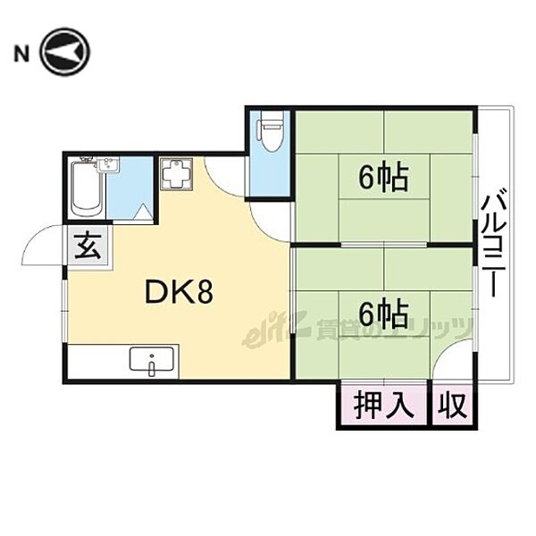 奈良県天理市田部町(賃貸アパート2DK・3階・30.60㎡)の写真 その2