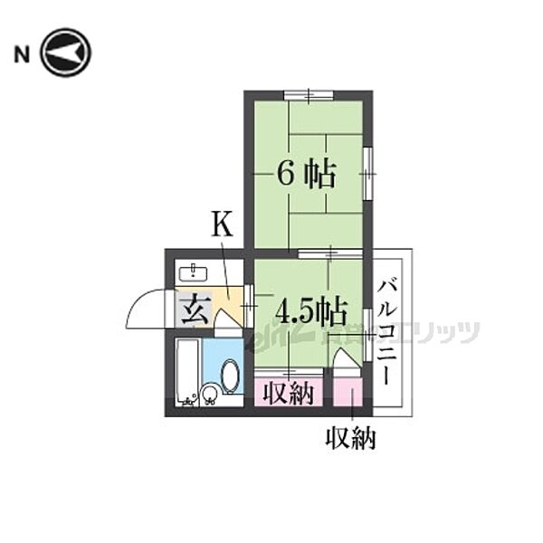 シャルマン三栗 B-201｜大阪府枚方市三栗2丁目(賃貸アパート2K・2階・27.00㎡)の写真 その2