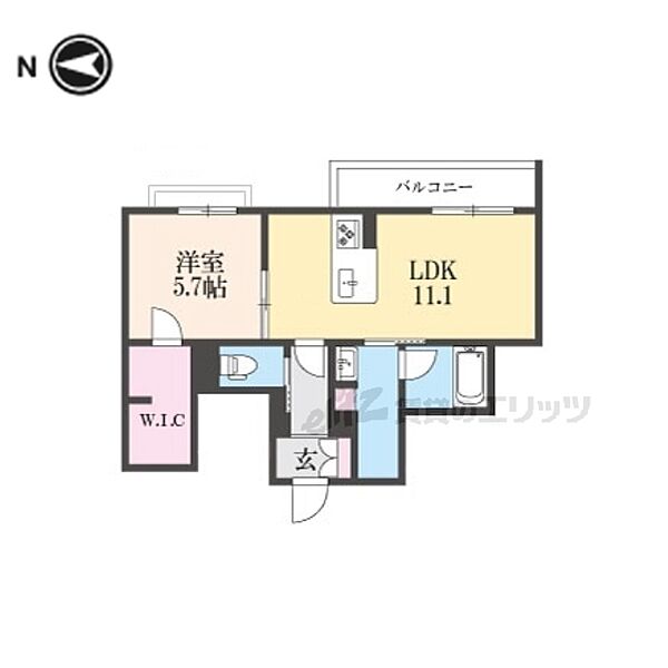 奈良県生駒市中菜畑2丁目(賃貸マンション1LDK・3階・44.97㎡)の写真 その2