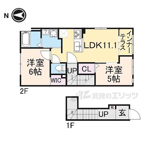 Ｃｈｒｏｍａ　Ｍｅａｄｏｗｓ 206｜大阪府枚方市長尾元町6丁目(賃貸アパート2LDK・2階・58.23㎡)の写真 その2