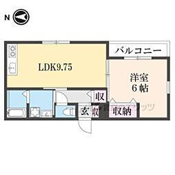 京阪本線 牧野駅 徒歩35分の賃貸アパート 3階1LDKの間取り