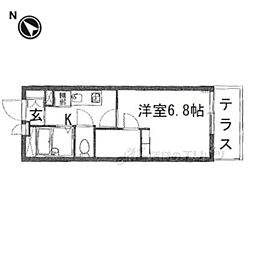レオパレスハウス香里ケ丘 1Kの間取図画像