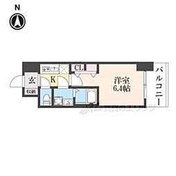 S-RESIDENCE小阪AZURE 15階1Kの間取り