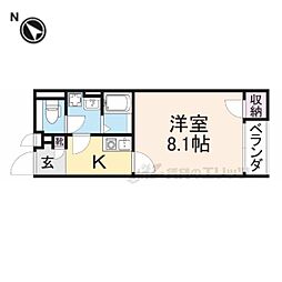 クレイノあさがお 2階1Kの間取り