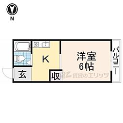 氷室第一ハイツ 1Kの間取図画像