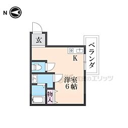 シャンテー中宮 ワンルームの間取図画像