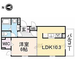 アンダンテ郡津 1LDKの間取図画像