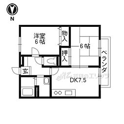 マインA 2DKの間取図画像