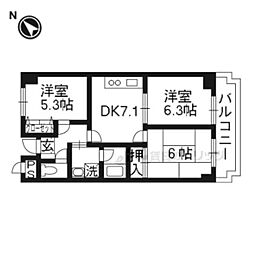 レスポワール星田 3DKの間取図画像