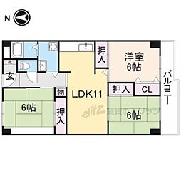 香里園ヒルズ 3LDKの間取図画像