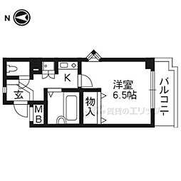 ブライティ・ミル 1Kの間取図画像