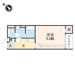 クレイノ葵 1Kの間取図画像