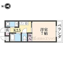 サニーウェル新石切 1Kの間取図画像
