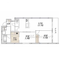 へーベルメゾン星田駅前 2LDKの間取図画像