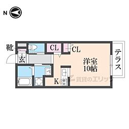 クリサンスコート 1Kの間取図画像