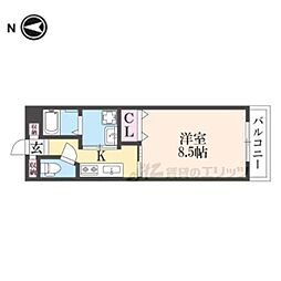シャンテー枚方磯島 1Kの間取図画像